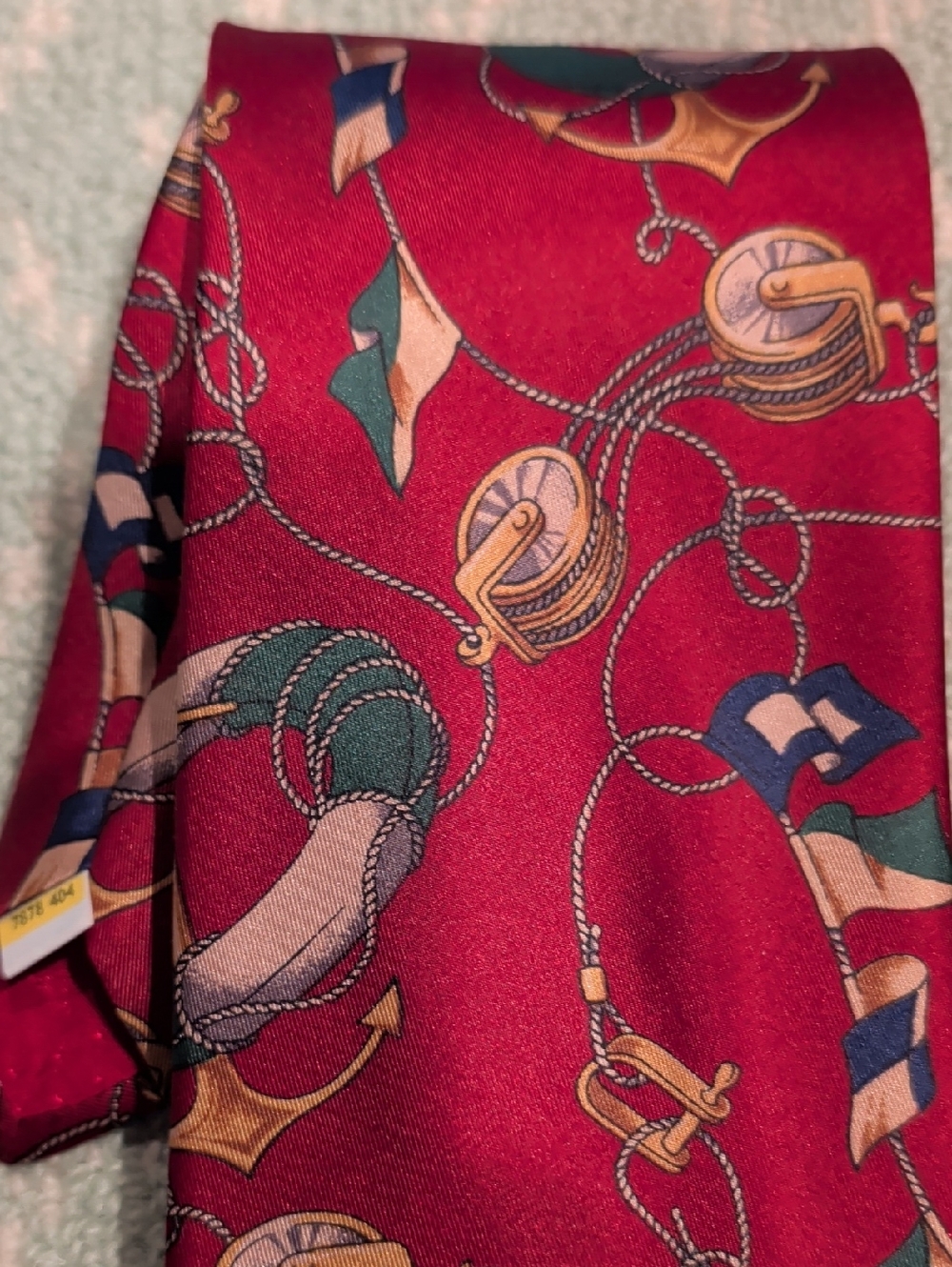 Red Silk Nautical Print Tie - Silk Label
